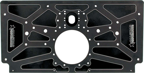 Motor Plate - Rear - 24.625 x 120.438 x 0.375 in - Aluminum - Black Anodized - Small Block Chevy - Sprint Car - Each Motor Plate - Rear - 24.625 x 120.438 x 0.375 in - Aluminum - Black Anodized - Small Block Chevy - Sprint Car - Each