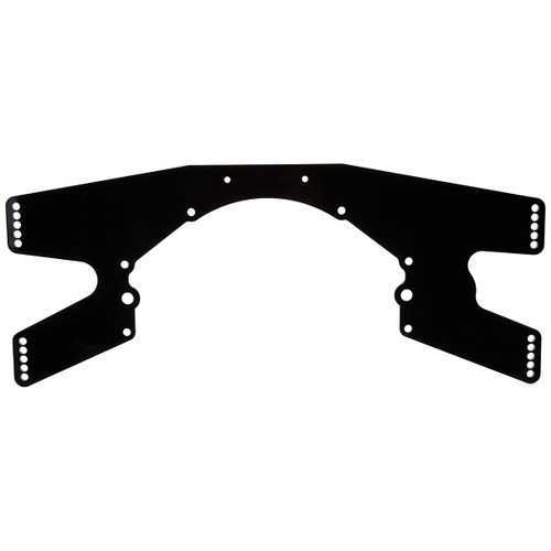 Motor Plate - Mid - 0.625 in Offset - 0.25 in Thick - Aluminum - Black Powder Coat - Small Block Chevy - Each