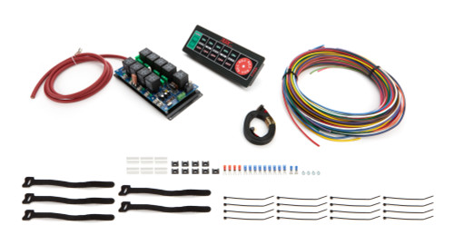 Switch Panel - Roll Bar Mount - 8.75 x 3.25 in - 7 Flat Switches - Fused - Indicator Lights - Relay Board / Wiring Included - Blue Interior Light - Carbon Fiber Look - Kit