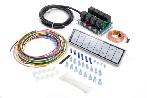 Switch Panel - Model 8000 - Overhead Mount - 8.75 x 2.375 in - 8 Flat Switches - Fused - Indicator Lights - Backlit - Relay Board / Wiring Included - Natural - Kit