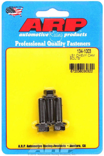 Camshaft Gear Bolt Kit - High Performance Series - 8 mm x 1.25 Thread - 25 mm Long - 10 mm Hex Head - Chromoly - Black Oxide - GM LS-Series - Set of 3 Camshaft Gear Bolt Kit - High Performance Series - 8 mm x 1.25 Thread - 25 mm Long - 10 mm Hex Head - Chromoly - Black Oxide - GM LS-Series - Set of 3