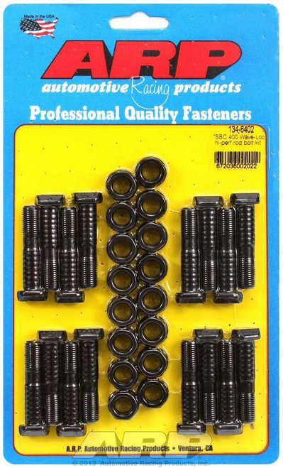 Connecting Rod Bolt Kit - High Performance Wave-Loc - 8740 - Chromoly - Black Oxide - Small Block Chevy - Set of 16