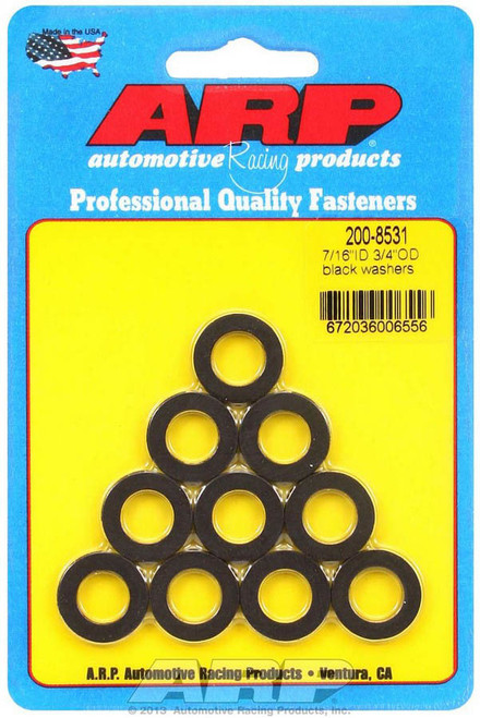 Flat Washer - Special Purpose - 0.438 in ID - 0.75 in OD - 0.12 in Thick - Chromoly - Black Oxide - Set of 10
