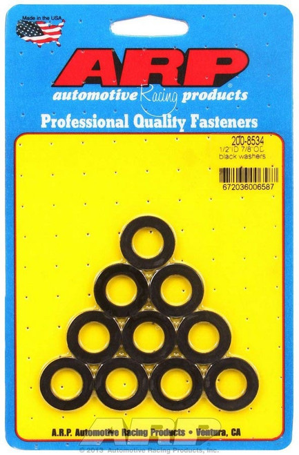 Flat Washer - Special Purpose - 0.5 in ID - 0.875 in OD - 0.12 in Thick - Chromoly - Black Oxide - Set of 10 Flat Washer - Special Purpose - 0.5 in ID - 0.875 in OD - 0.12 in Thick - Chromoly - Black Oxide - Set of 10