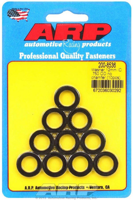 Flat Washer - Special Purpose - 12 mm ID - 0.75 in OD - 0.12 in Thick - Chromoly - Black Oxide - Set of 10 Flat Washer - Special Purpose - 12 mm ID - 0.75 in OD - 0.12 in Thick - Chromoly - Black Oxide - Set of 10