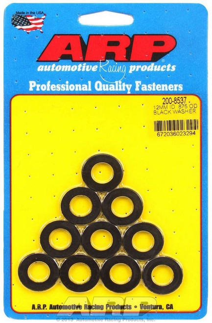 Flat Washer - Special Purpose - 12 mm ID - 0.875 in OD - 0.12 in Thick - Chromoly - Black Oxide - Set of 10