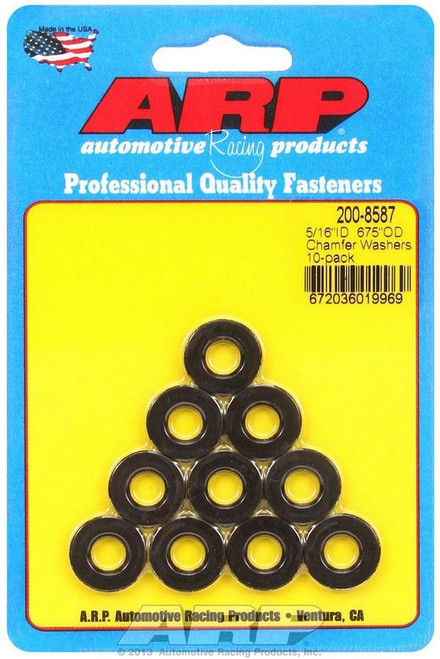 Flat Washer - Special Purpose - Chamfered - 0.313 in ID - 0.675 in OD - 0.12 in Thick - Chromoly - Black Oxide - Set of 10
