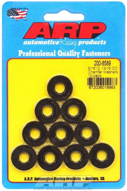 Flat Washer - Special Purpose - Chamfered - 0.313 in ID - 0.813 in OD - 0.12 in Thick - Chromoly - Black Oxide - Set of 10