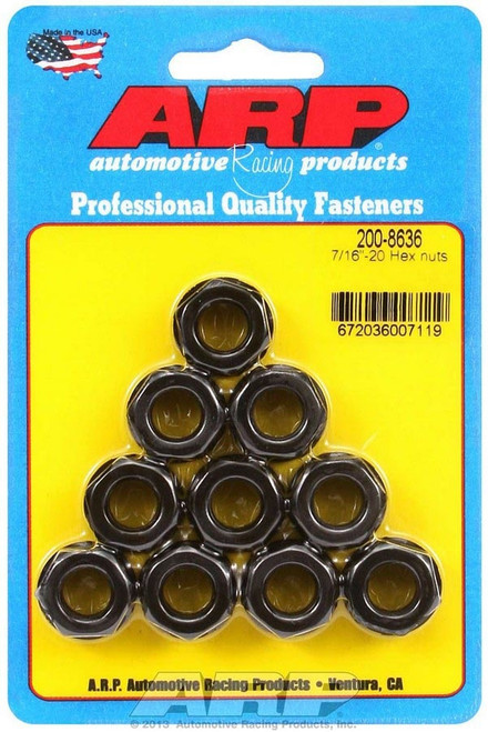 Nut - 7/16-20 in Thread - 11/16 in Hex Head - Chromoly - Black Oxide - Set of 10