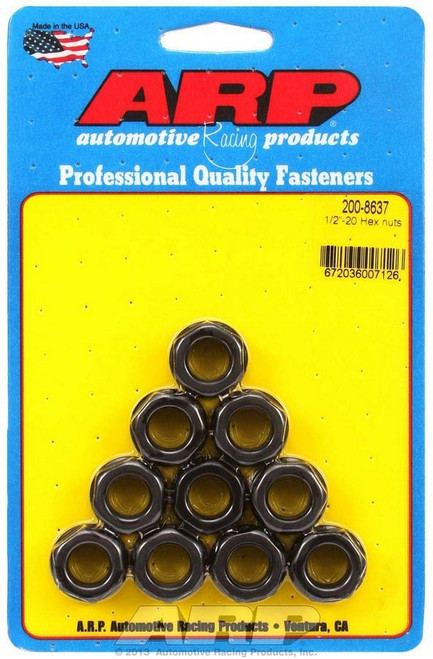 Nut - 1/2-20 in Thread - 3/4 in Hex Head - Chromoly - Black Oxide - Set of 10
