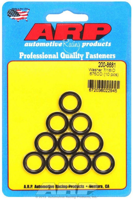 Flat Washer - Special Purpose - Chamfered - 0.438 in ID - 0.675 in OD - 0.062 in Thick - Chromoly - Black Oxide - Set of 10