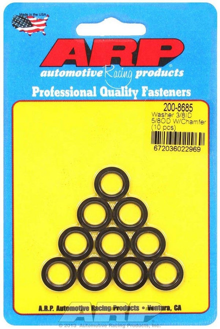 Flat Washer - Special Purpose - Chamfered - 0.375 in ID - 0.625 in OD - 0.062 in Thick - Chromoly - Black Oxide - Set of 10