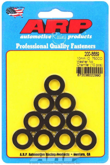 Flat Washer - Special Purpose - 10 mm ID - 0.75 in OD - 0.12 in Thick - Chromoly - Black Oxide - Set of 10