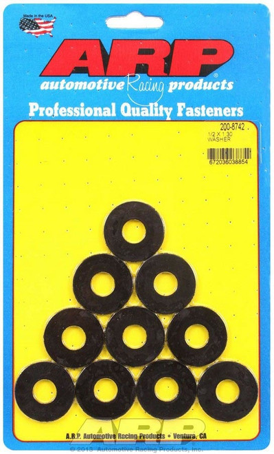 Flat Washer - Special Purpose - 0.5 in ID - 1.3 in OD - 0.12 in Thick - Chromoly - Black Oxide - Set of 10