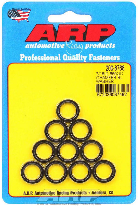 Flat Washer - Special Purpose - Chamfered - 0.438 in ID - 0.66 in OD - 0.12 in Thick - Chromoly - Black Oxide - Set of 10