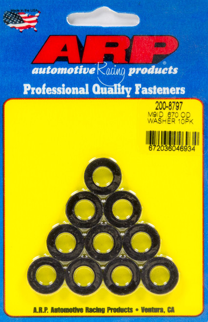 Flat Washer - Special Purpose - 9 mm ID - 0.67 in OD - 0.12 in Thick - Chromoly - Black Oxide - Set of 10