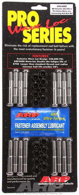 Connecting Rod Bolt Kit - Pro Series Wave-Loc - ARP2000 - Chromoly - Natural - Mopar B / RB-Series / Mopar Early Hemi - Set of 16 Connecting Rod Bolt Kit - Pro Series Wave-Loc - ARP2000 - Chromoly - Natural - Mopar B / RB-Series / Mopar Early Hemi - Set of 16