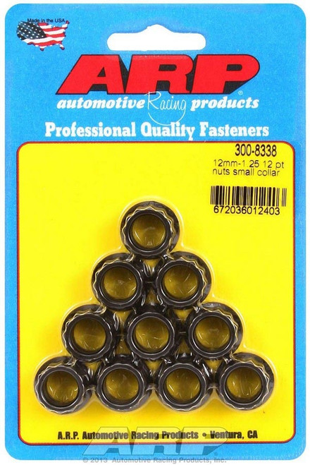 Nut - 12 mm x 1.25 - 14 mm 12 Point Head - Chromoly - Black Oxide - Set of 10