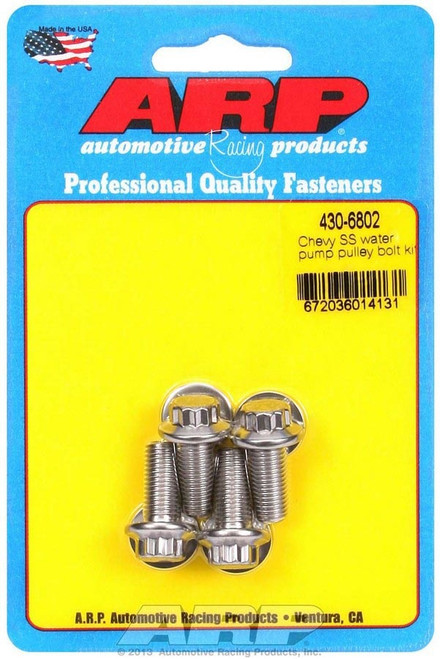 Water Pump Pulley Bolt - 5/16-24 in Thread - 0.750 in Long - 3/8 in 12 Point Head - Stainless - Polished - Set of 4 Water Pump Pulley Bolt - 5/16-24 in Thread - 0.750 in Long - 3/8 in 12 Point Head - Stainless - Polished - Set of 4