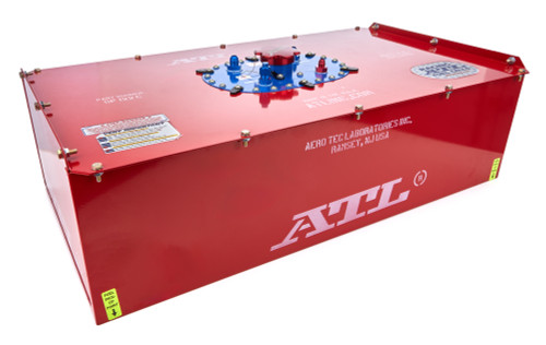 Fuel Cell - Sports Cell - 22 gal - 34 x 17.5 x 9.5 in Tall - Two 8 AN Outlet - 6 AN Return / Vent - Foam - Steel - Red Powder Coat - Each