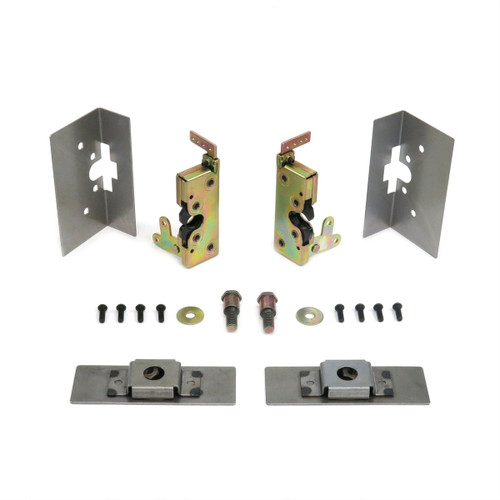 Door Latch - Large Bear Claw - Manual Locking - Hardware / Strikers Included - Steel - Cadmium - Kit Door Latch - Large Bear Claw - Manual Locking - Hardware / Strikers Included - Steel - Cadmium - Kit