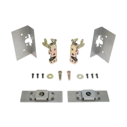 Door Latch - Small Bear Claw - Manual Locking - Hardware / Strikers Included - Steel - Cadmium - Kit