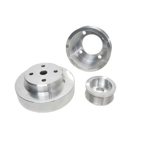 Pulley Kit - Under Drive - 6-Rib Serpentine - Aluminum - Polished - Small Block Ford - Ford Mustang 1986-93 - Kit