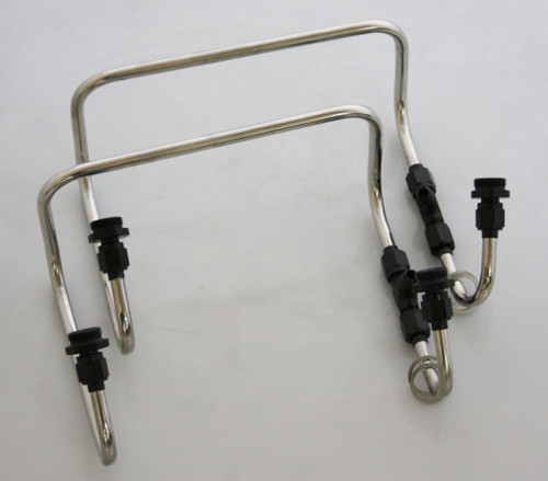 Carburetor Fuel Line - 6 AN Male Inlet - Dual 7/8-20 in Male Outlets - Stainless - Polished - Dual Dominator Carbs - Supercharger - Pair