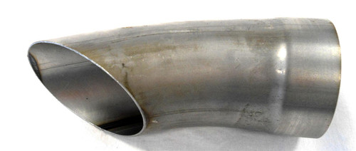 Exhaust Tip - Weld-On - 3.5 in Diameter - 6.5 in Long - Single Wall - Cut Edge - Angled Cut - Turndown Style - Stainless - Polished - Each Exhaust Tip - Weld-On - 3.5 in Diameter - 6.5 in Long - Single Wall - Cut Edge - Angled Cut - Turndown Style - Stainless - Polished - Each