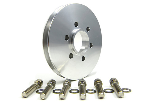 Crankshaft Pulley - V-Belt - 1 Groove - 6 in Diameter - Hardware Included - Aluminum - Polished - Chevy V8 - Each