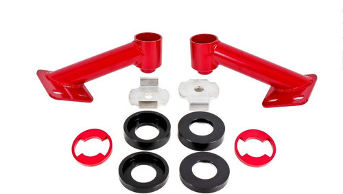 Cradle Bushing Lockout - Rear Subframe - Tubular - Bolt-On - Hardware Included - Steel - Red Powder Coat - Ford Mustang 2015-20 - Kit