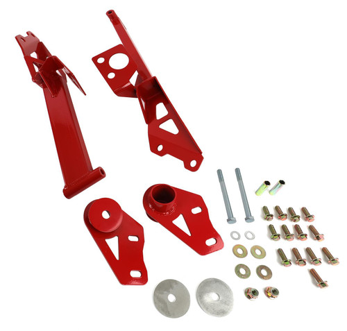 Chassis Brace - Rear Subframe - Boxed - Bolt-On - Hardware Included - Steel - Red Powder Coat - Ford Mustang 2015-24 - Kit