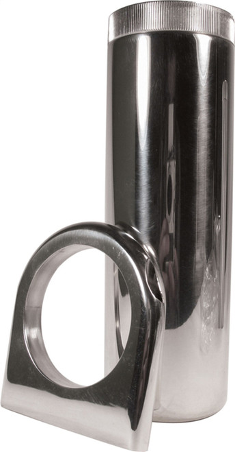 Power Steering Reservoir - 7 in Tall x 2.5 in OD - 3/8 in NPT Male Inlet - 5/8 in NPT Male Outlet - Bracket / Cap - Aluminum - Polished - Each