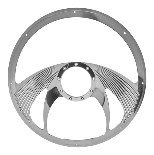 Steering Wheel - Phantom - 15.5 in Diameter - 2 in Dish - 4-Spoke - Milled Finger Notches - Aluminum - Polished - Each