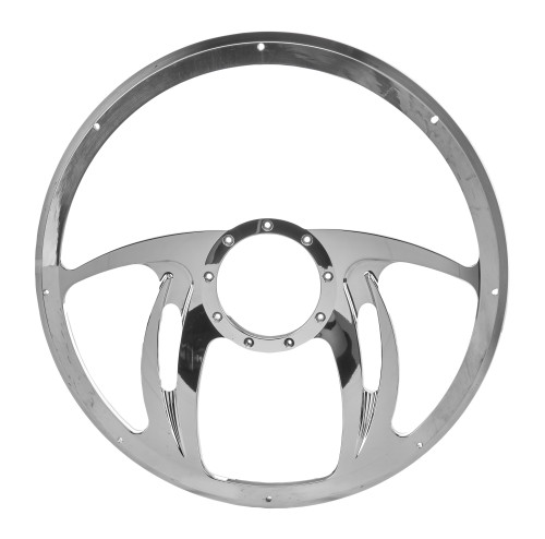 Steering Wheel - Hurricane - 15.5 in Diameter - 2 in Dish - 4-Spoke - Milled Finger Notches - Aluminum - Polished - Each