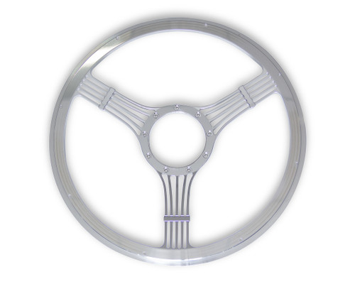 Steering Wheel - Banjo - 15.5 in Diameter - 2 in Dish - 3-Spoke - Milled Finger Notches - Aluminum - Polished - Each