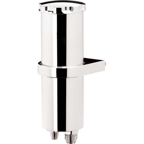 Power Steering Reservoir - 1/2 qt - 8.75 in Tall x 2.875 in Diameter - 6 AN Male Inlet - 10 AN Male Outlet - Smooth - Aluminum - Polished - Each Power Steering Reservoir - 1/2 qt - 8.75 in Tall x 2.875 in Diameter - 6 AN Male Inlet - 10 AN Male Outlet - Smooth - Aluminum - Polished - Each