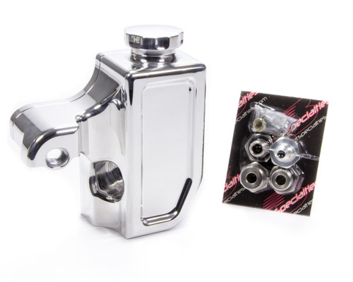 Power Steering Reservoir - Bolt-On - 8.5 oz - 6 AN Male Inlet - Aluminum - Polished - Billet Specialties Tru Trac / V-Trac - Chevy V8 - Each