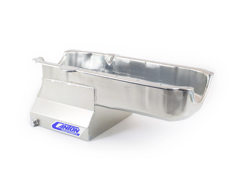 Engine Oil Pan - Drag Race - Rear Sump - 8 qt - 8.5 in Deep - Steel - Cadmium - 2-Piece Seal - Small Block Chevy - Each