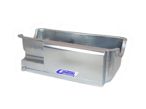 Engine Oil Pan - Drag Race - Full Sump - 8 qt - 7.5 in Front Depth - 8 in Rear Depth - Steel - Cadmium - Big Block Ford - Each