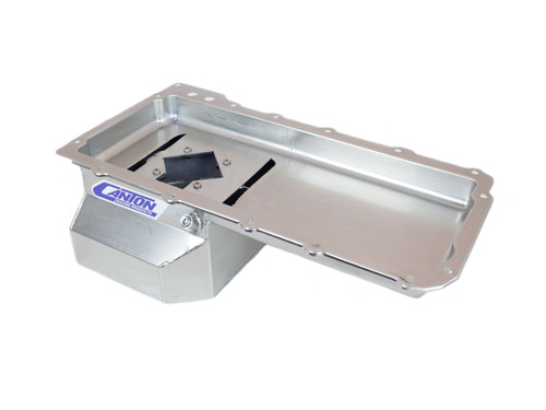 Engine Oil Pan - Street / Strip / Road Race - Rear Sump - 6.5 qt - 6.5 in Deep - Steel - Cadmium - GM LS-Series - Each