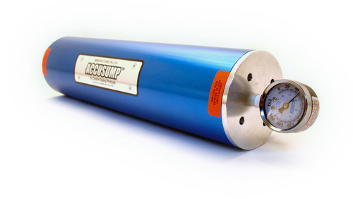 Oil Accumulator - Accusump - 3 qt Capacity - 4.25 in Diameter - 16 in Long - 1/2 in NPT Fitting - Aluminum - Blue Anodized - Each
