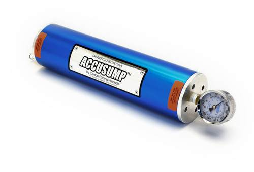 Oil Accumulator - Accusump - 1 qt Capacity - 3.25 in Diameter - 12 in Long - 1/2 in NPT - Aluminum - Blue Anodized - Each