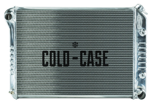 Radiator - 28.35 in W x 19 in H x 3 in D - Driver Side Inlet - Passenger Side Outlet - Aluminum - Polished - Manual - GM X-Body 1968-79 - Each