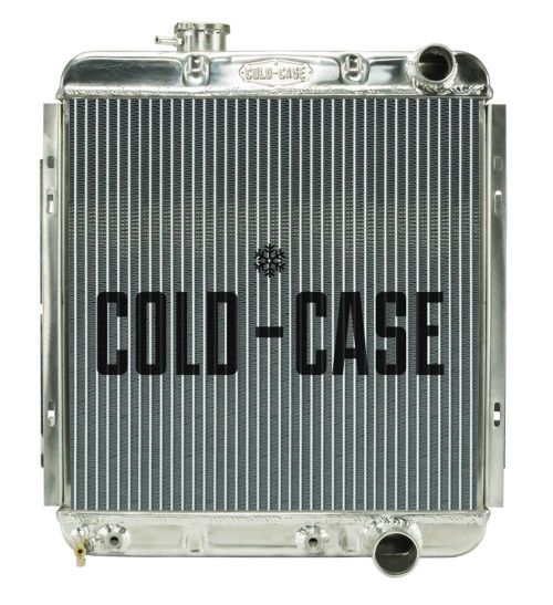 Radiator - 18.38 in W x 20.5 in H x 3 in D - Passenger Side Inlet - Passenger Side Outlet - Aluminum - Polished - Automatic - Small Block Ford - Ford Mustang 1964.5-1966 - Each