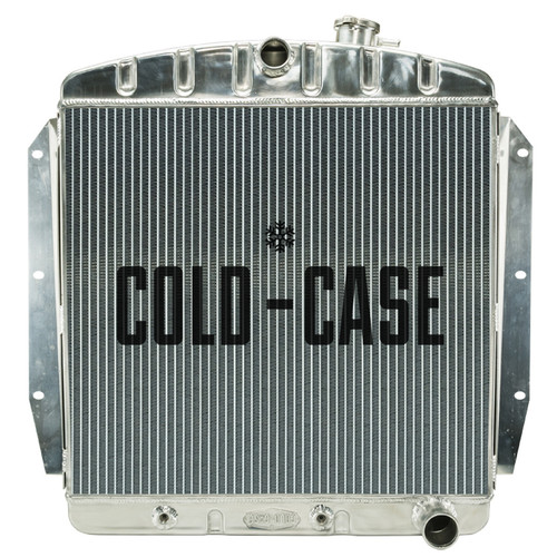 Radiator - 27 in W x 25.7 in H x 3 in D - Center Inlet - Passenger Side Outlet - Aluminum - Polished - Chevy Truck 1955-59 - Each