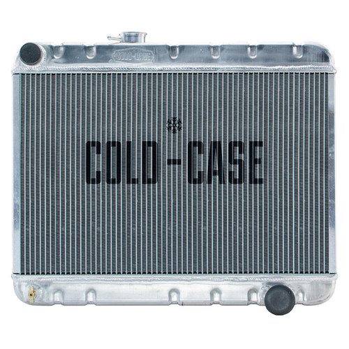 Radiator - 25.25 in W x 20.125 in H x 3 in D - Driver Side Inlet - Passenger Side Outlet - Without Air Conditioning - Aluminum - Polished - Manual - GM A-Body 1966-67 - Each