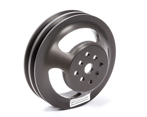 Water Pump Pulley - V-Belt - 2 Groove - 7 in Diameter - 3/4 in Bore - Aluminum - Black Anodized - Short Water Pump - Small Block Chevy - Each