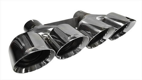 Exhaust Tip - Pro Series - Clamp-On - 2.75 in Dual Inlet - 4.5 in Quad Round Outlets - Double Wall - Beveled Edge - Angled Cut - Stainless - Polished - Corsa Mufflers - Chevy Corvette 2014-19 - Each