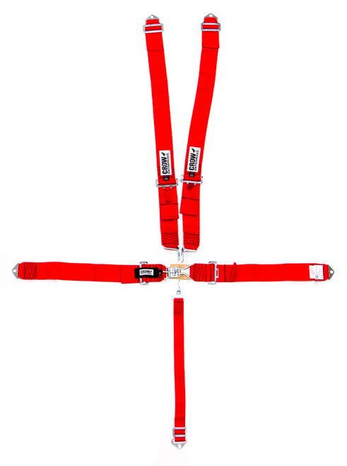 Harness - 5 Point - Latch and Link - SFI 16.1 - 50 in Length - Pull Down Adjust - Bolt-In / Wrap Around - Individual Harness - Red - Kit